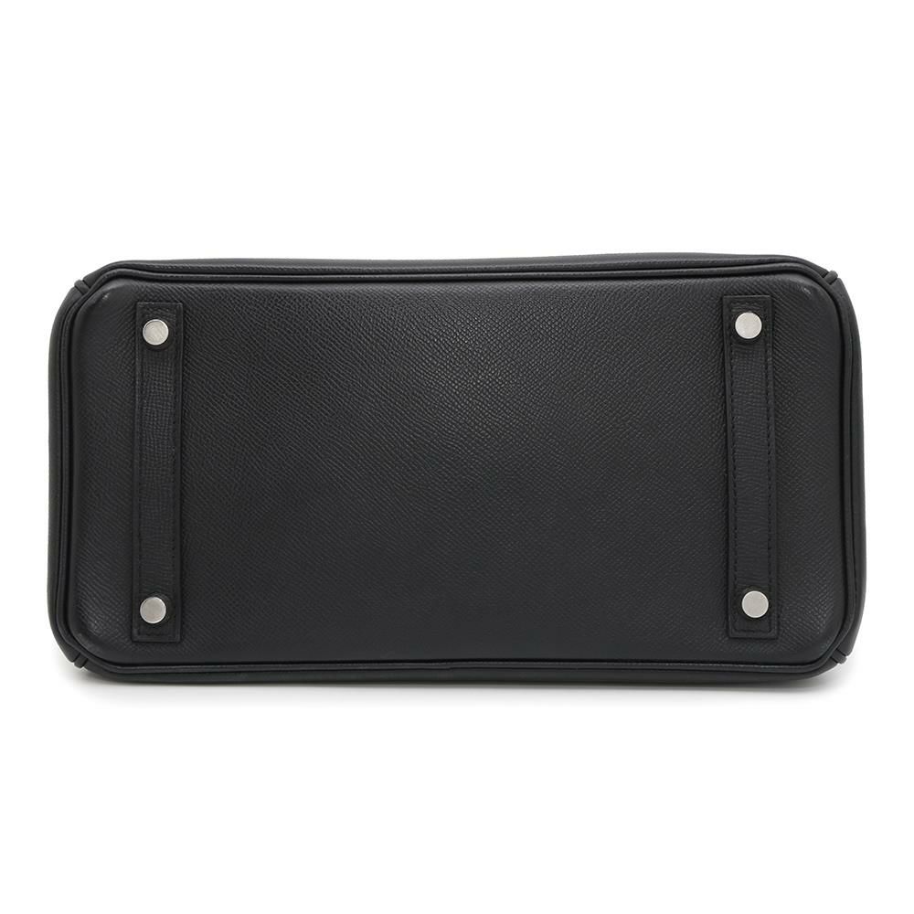 エルメス バーキン30 ブラック/シルバー金具 エプソン □K刻印 HERMES Birkin ハンドバッグ 黒