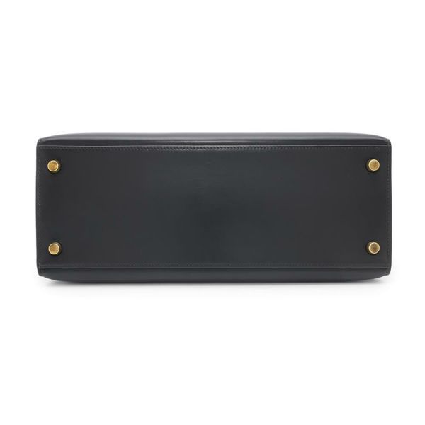 エルメス ケリー28 外縫い ブラック/ゴールド金具 ボックスカーフ 〇J刻印 HERMES 2wayショルダー 黒