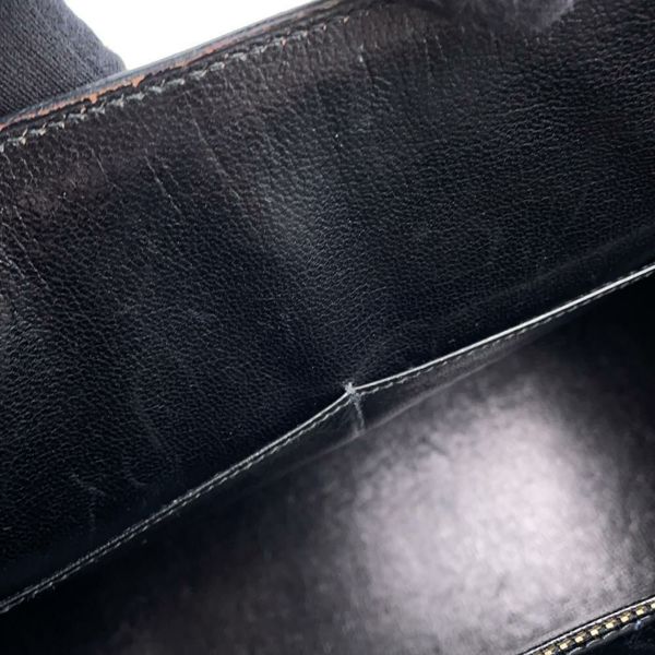 エルメス ケリー28 外縫い ブラック/ゴールド金具 ボックスカーフ 〇J刻印 HERMES 2wayショルダー 黒