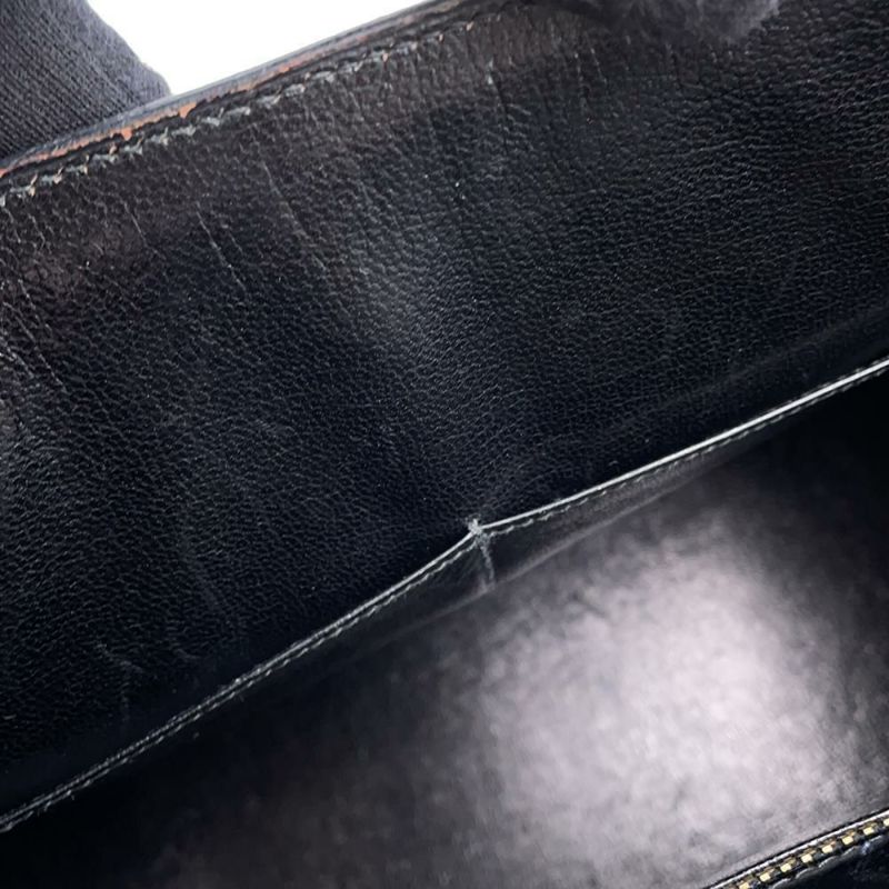 エルメス ケリー28 外縫い ブラック/ゴールド金具 ボックスカーフ 〇J刻印 HERMES 2wayショルダー 黒