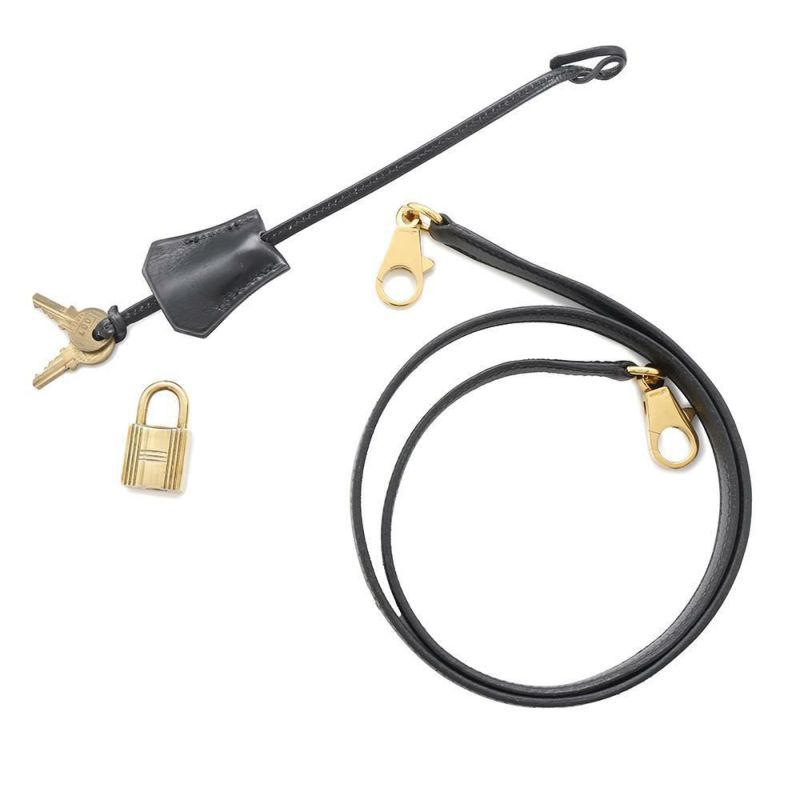 エルメス ケリー28 外縫い ブラック/ゴールド金具 ボックスカーフ 〇J刻印 HERMES 2wayショルダー 黒