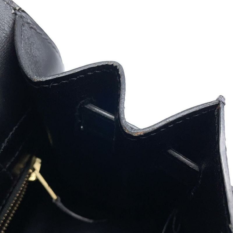 エルメス ハンドバッグ ケリー32 外縫い ブラック/ブラック/ゴールド金具 ボックスカーフ 〇W刻印 黒