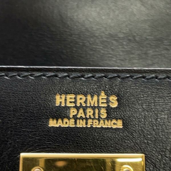 エルメス ハンドバッグ ケリー32 外縫い ブラック/ブラック/ゴールド金具 ボックスカーフ 〇W刻印 黒