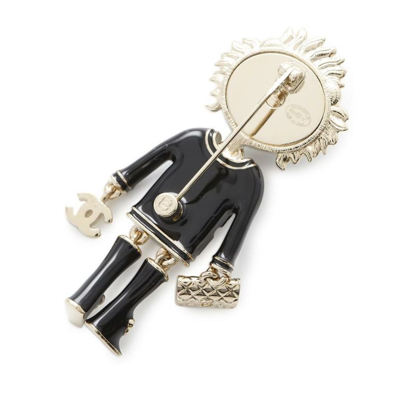 シャネル ブローチ ココマーク ライオンモチーフ カメリア ラインストーン フェイクパール AB7908 CHANEL アクセサリー 黒