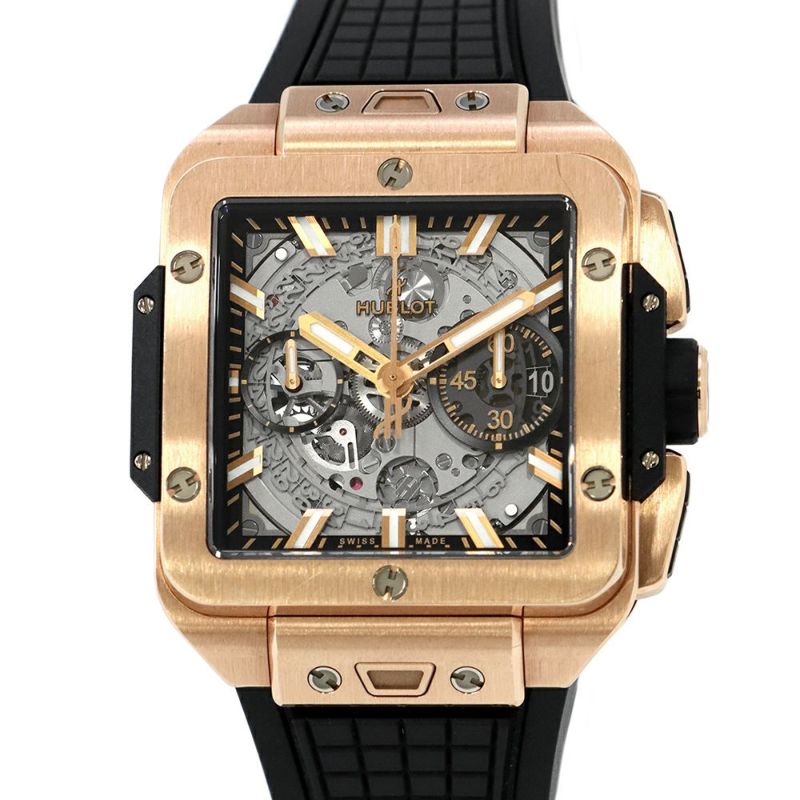 ウブロ スクエアバン ウニコ キングゴールド 821.OX.0180.RX HUBLOT 腕時計 スケルトン文字盤