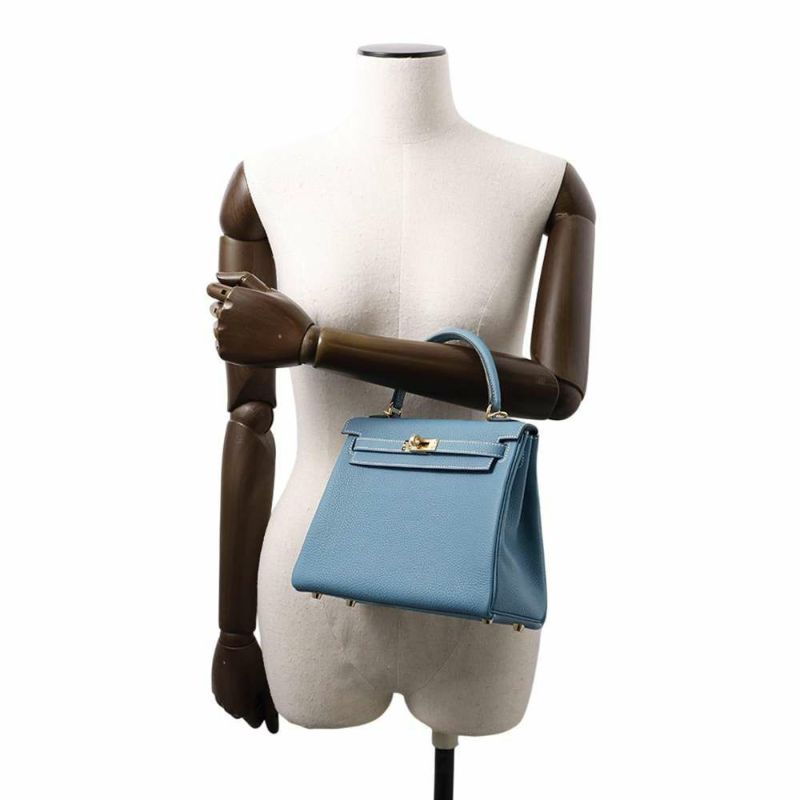 エルメス ハンドバッグ ケリー25 内縫い ニューブルージーン/ゴールド金具 トゴ W刻印 HERMES Kelly 2wayバッグ