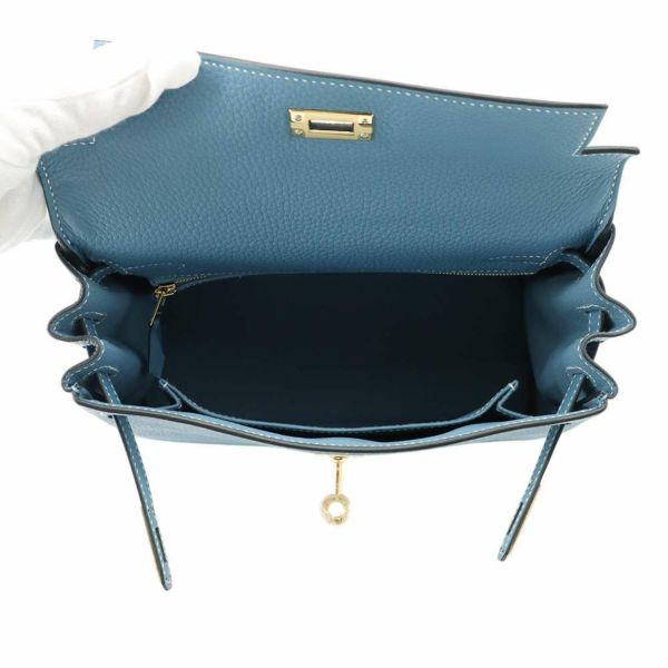 エルメス ハンドバッグ ケリー25 内縫い ニューブルージーン/ゴールド金具 トゴ W刻印 HERMES Kelly 2wayバッグ
