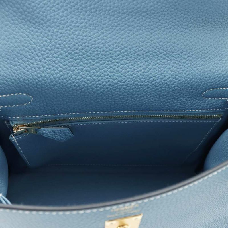 エルメス ハンドバッグ ケリー25 内縫い ニューブルージーン/ゴールド金具 トゴ W刻印 HERMES Kelly 2wayバッグ