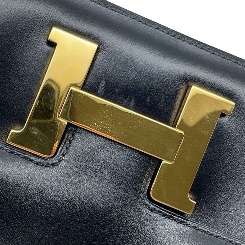 エルメス ショルダーバッグ コンスタンス23 ブラック/ゴールド金具 ボックスカーフ 〇W刻印 黒