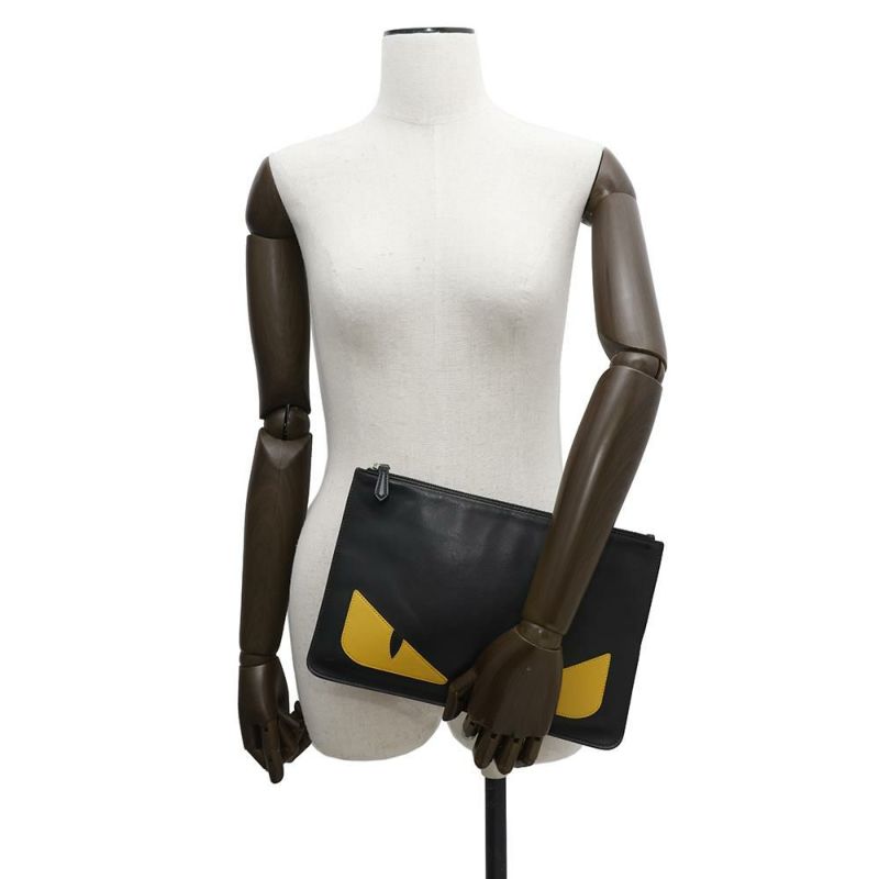 フェンディ クラッチバッグ モンスター バグズ アイ スリム クラッチ 7N0078 FENDI セカンドバッグ 黒