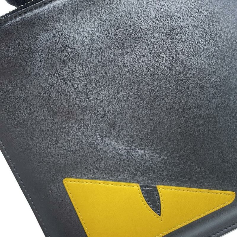 フェンディ クラッチバッグ モンスター バグズ アイ スリム クラッチ 7N0078 FENDI セカンドバッグ 黒