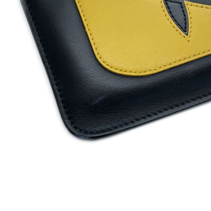 フェンディ クラッチバッグ モンスター バグズ アイ スリム クラッチ 7N0078 FENDI セカンドバッグ 黒