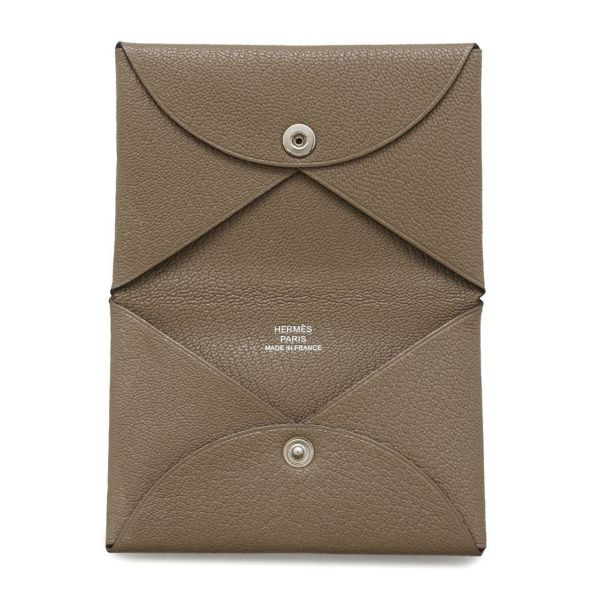 エルメス カードケース カルヴィ エトゥープ エプソン B刻印 HERMES 名刺入れ