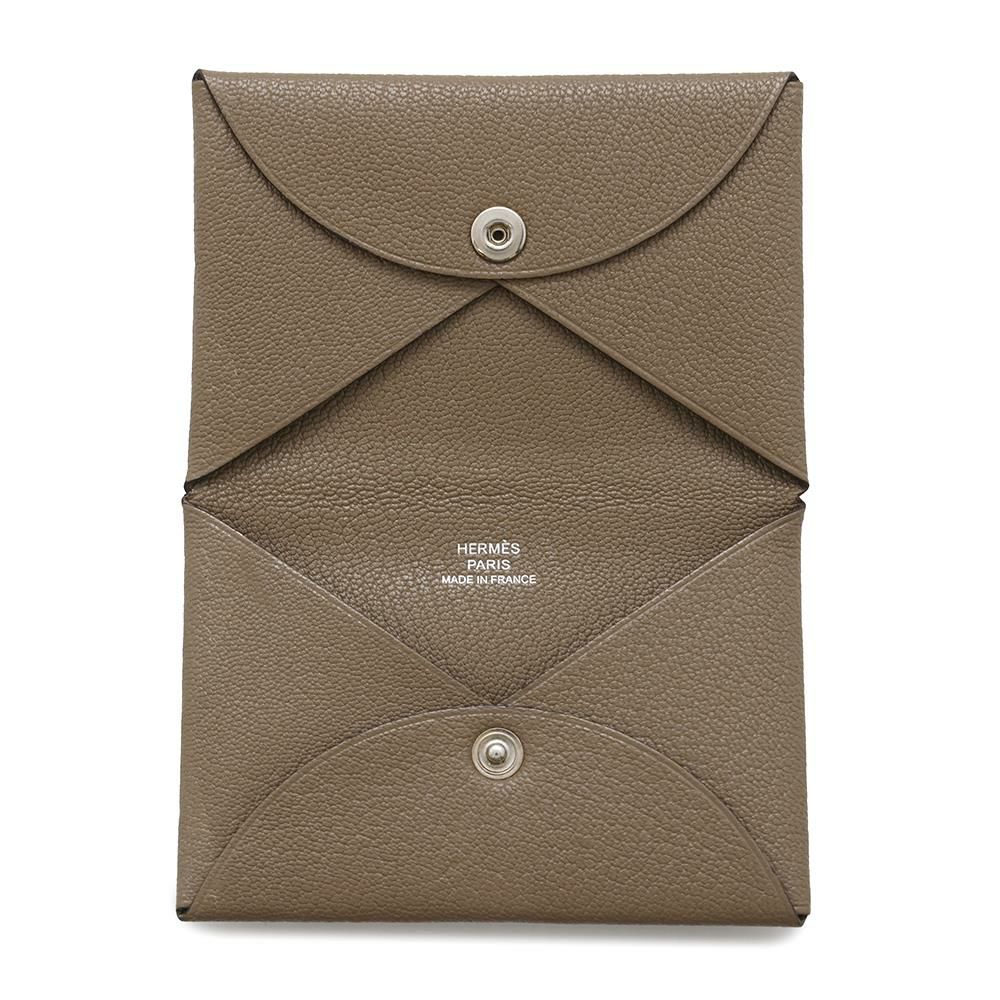 エルメス カードケース カルヴィ エトゥープ エプソン B刻印 HERMES 名刺入れ
