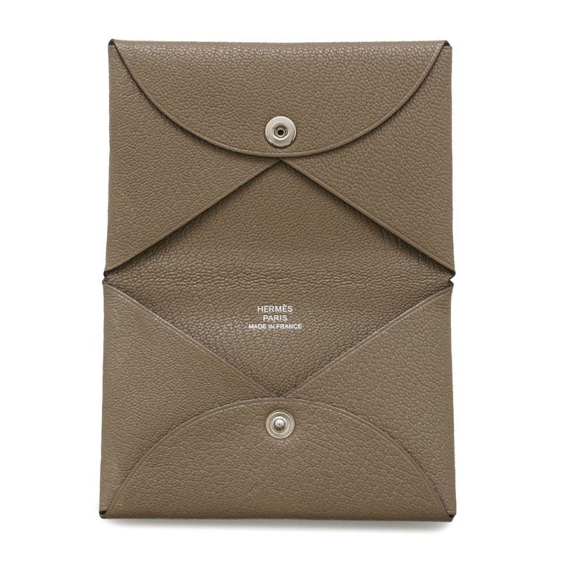 エルメス カードケース カルヴィ エトゥープ エプソン B刻印 HERMES 名刺入れ