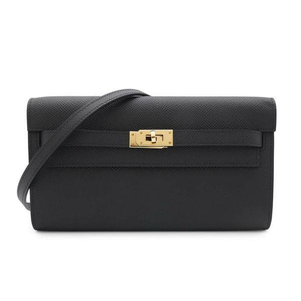 エルメス ケリーウォレット ロング トゥーゴー ブラック/ゴールド金具 エプソン B刻印 HERMES 黒