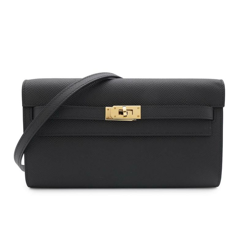 エルメス ケリーウォレット ロング トゥーゴー ブラック/ゴールド金具 エプソン B刻印 HERMES 黒