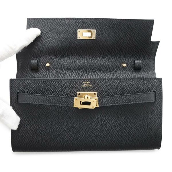 エルメス ケリーウォレット ロング トゥーゴー ブラック/ゴールド金具 エプソン B刻印 HERMES 黒