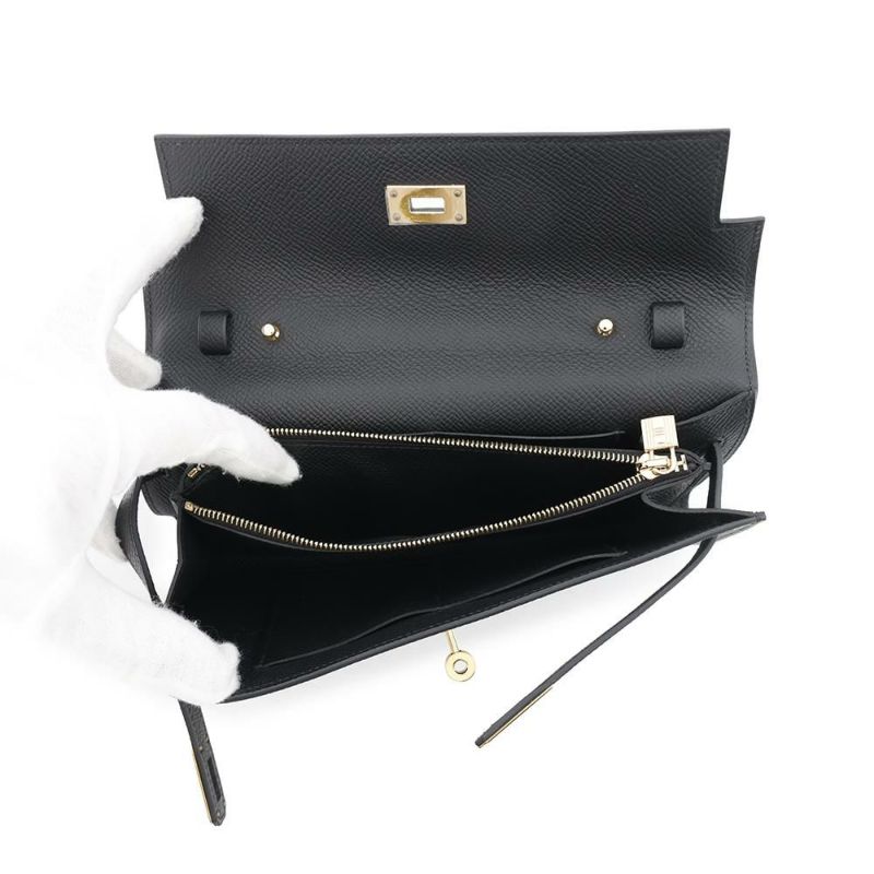 エルメス ケリーウォレット ロング トゥーゴー ブラック/ゴールド金具 エプソン B刻印 HERMES 黒
