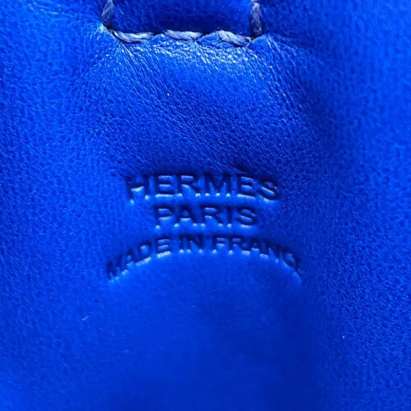 エルメス フォンケース ピロ オレンジポピー/ブルーフランス/シルバー金具 ラムスキン U刻印 HERMES ポーチ