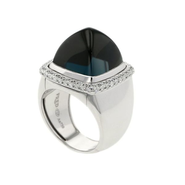 フレッド リング パン ドゥ スークル ラージ ブルーロンドントパーズ 18.5ct/ダイヤ 0.65ct/アメシスト/シトリン/シェル K18WG サイズ50