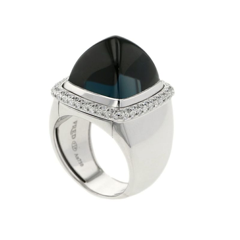 フレッド リング パン ドゥ スークル ラージ ブルーロンドントパーズ 18.5ct/ダイヤ 0.65ct/アメシスト/シトリン/シェル K18WG サイズ50