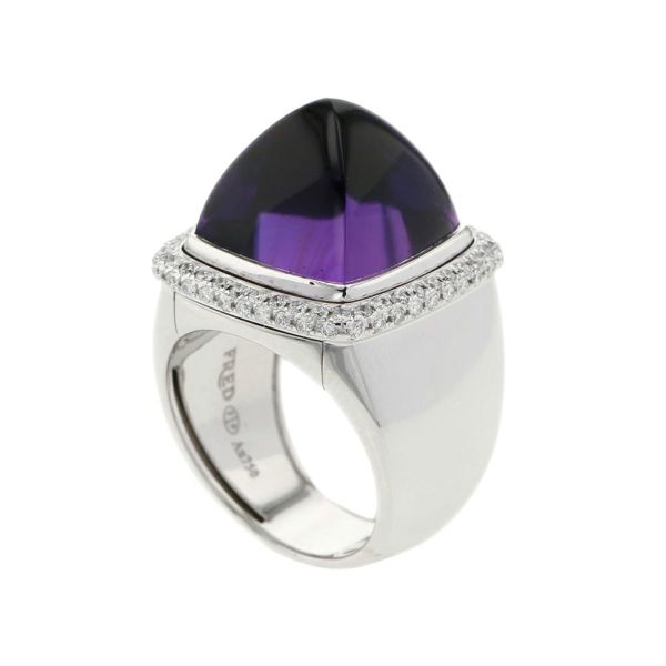 フレッド リング パン ドゥ スークル ラージ ブルーロンドントパーズ 18.5ct/ダイヤ 0.65ct/アメシスト/シトリン/シェル K18WG サイズ50