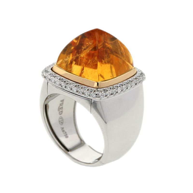 フレッド リング パン ドゥ スークル ラージ ブルーロンドントパーズ 18.5ct/ダイヤ 0.65ct/アメシスト/シトリン/シェル K18WG サイズ50