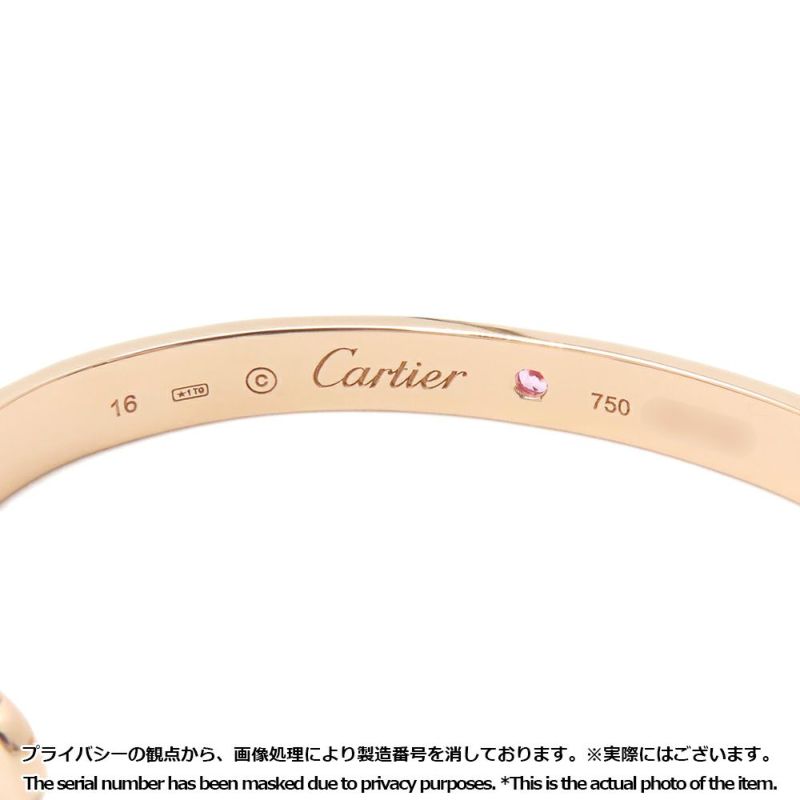 カルティエ ブレスレット ラブ オープン バングル ピンクサファイヤ 1P K18PGピンクゴールド サイズ16 Cartier ジュエリー
