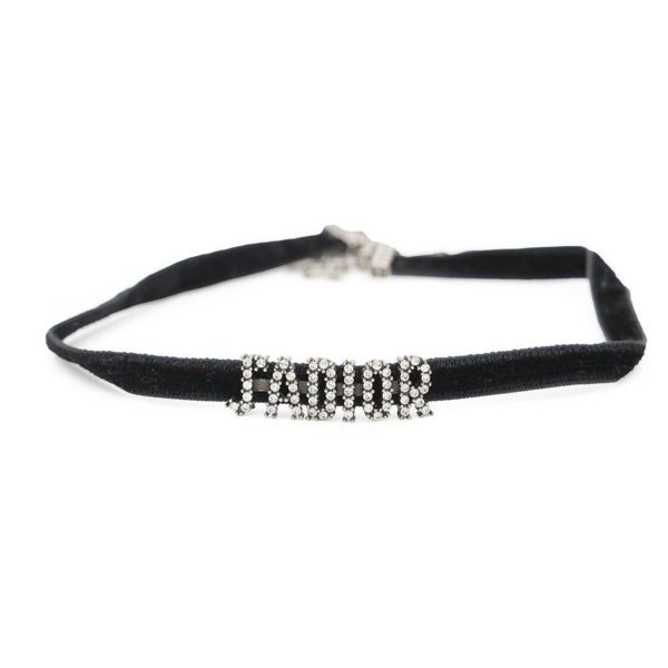 ディオール チョーカー J'ADIOR ラインストーン ベロア メタル Christian Dior ネックレス 黒