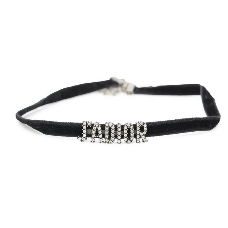 ディオール チョーカー J'ADIOR ラインストーン ベロア メタル Christian Dior ネックレス 黒