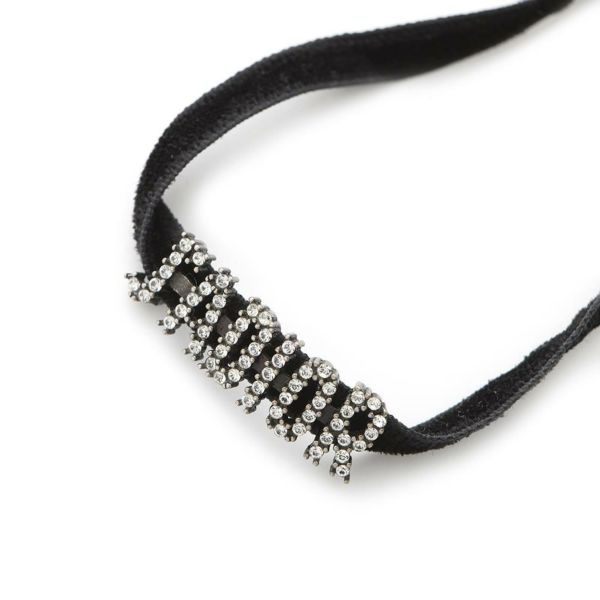 ディオール チョーカー J'ADIOR ラインストーン ベロア メタル Christian Dior ネックレス 黒