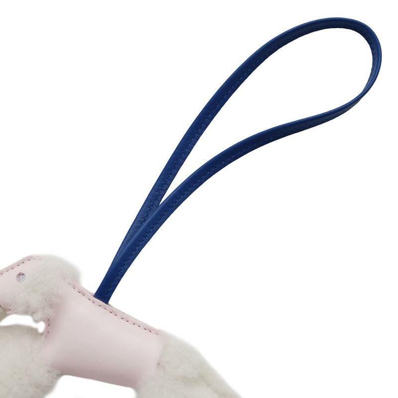 エルメス バッグチャーム バディ ローズダーリン/ブルーフランス/エクリュ ラムスキン K刻印