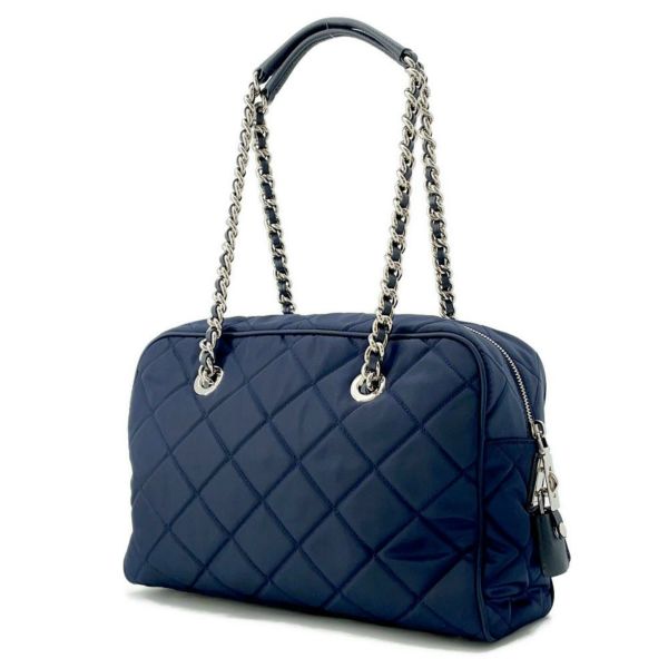 プラダ チェーンショルダーバッグ キルティング ナイロン ブラック 1BB903 PRADA バッグ ネイビー