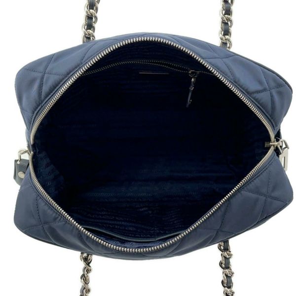 プラダ チェーンショルダーバッグ キルティング ナイロン ブラック 1BB903 PRADA バッグ ネイビー