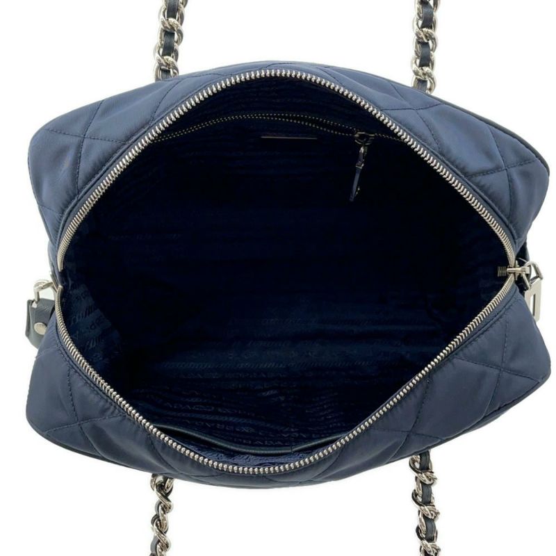 プラダ チェーンショルダーバッグ キルティング ナイロン ブラック 1BB903 PRADA バッグ ネイビー