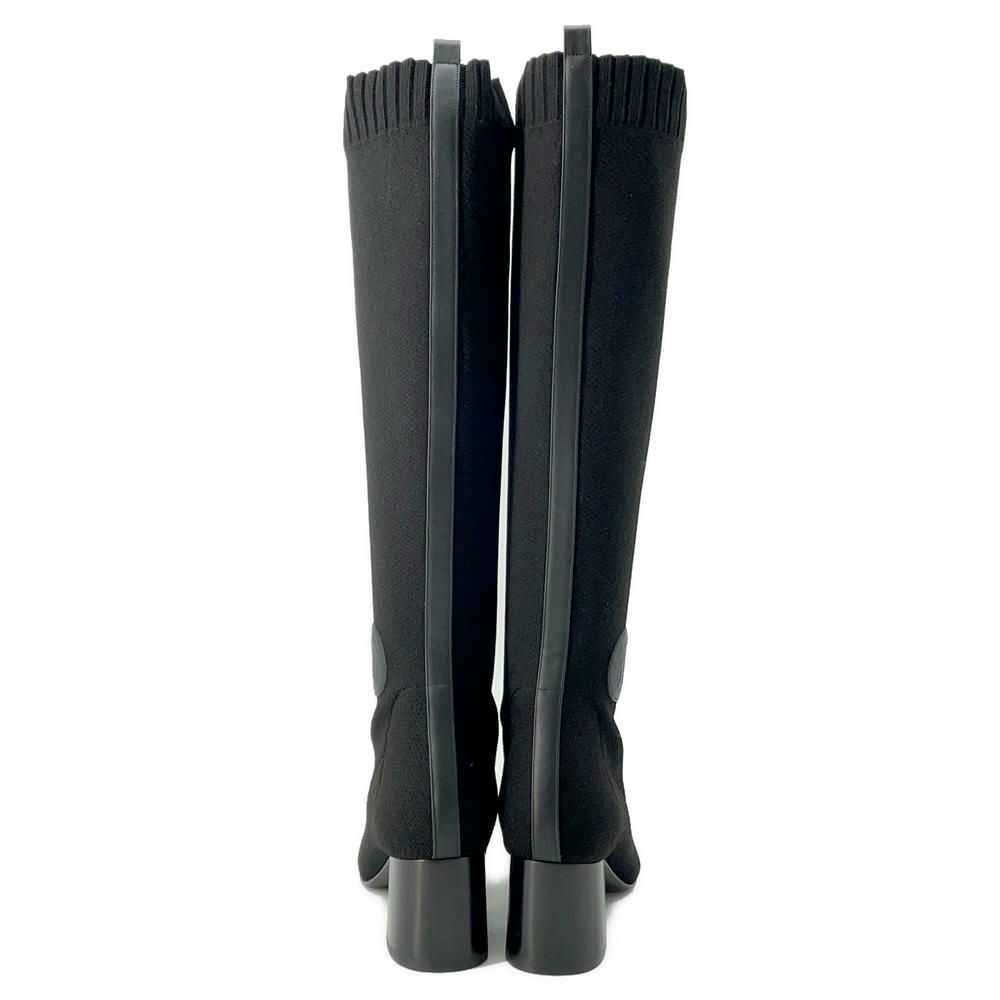 エルメス ロングブーツ フォンテーヌ60 ニット レディースサイズ37 HERMES 靴 黒