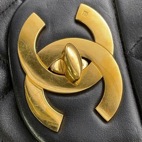 シャネル チェーンショルダーバッグ デカマトラッセ ココマーク ラムスキン CHANEL バッグ 黒