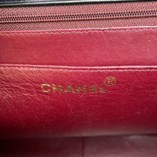 シャネル チェーンショルダーバッグ デカマトラッセ ココマーク ラムスキン CHANEL バッグ 黒