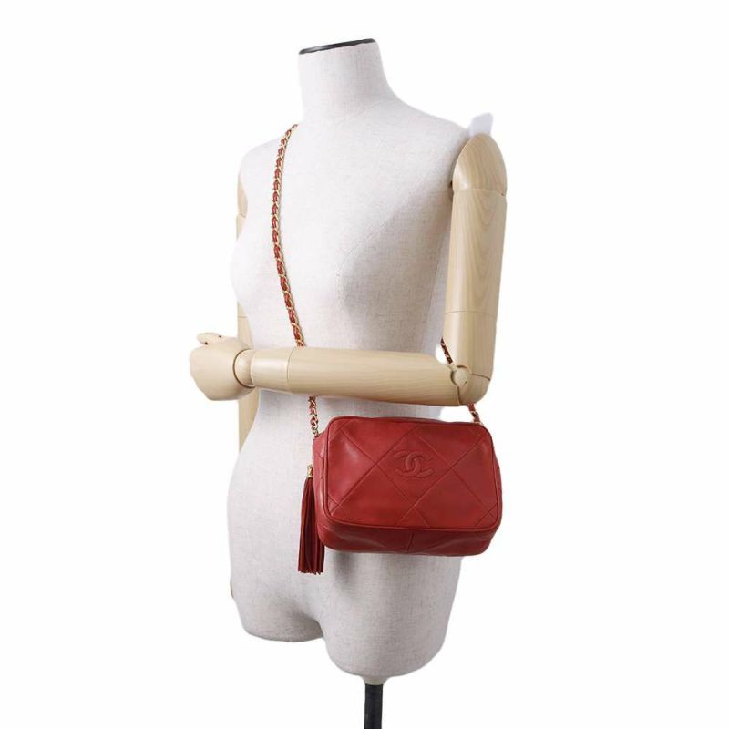 シャネル チェーンショルダーバッグ マトラッセ ココマーク ラムスキン フリンジ CHANEL バッグ