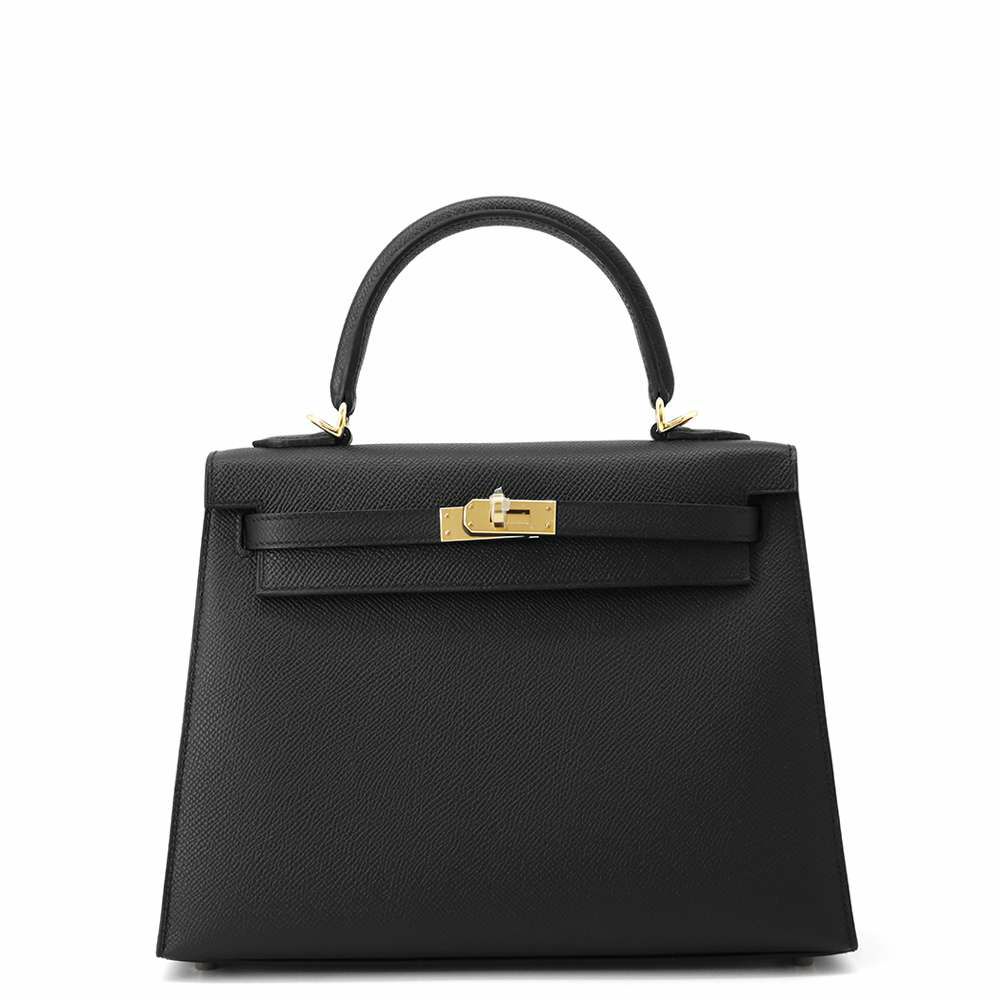 エルメス ハンドバッグ ケリー25 外縫い ブラック/ゴールド金具 エプソン W刻印 HERMES Kelly 2wayバッグ