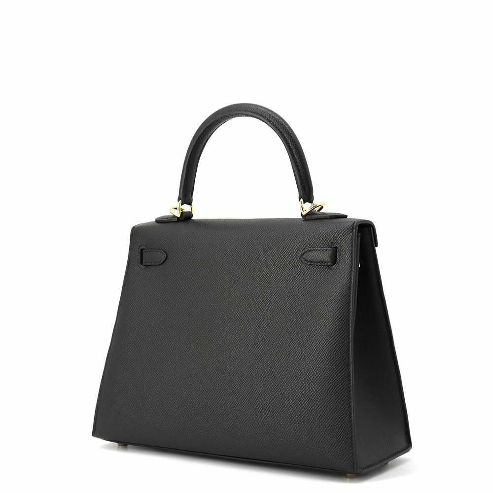 エルメス ハンドバッグ ケリー25 外縫い ブラック/ゴールド金具 エプソン W刻印 HERMES Kelly 2wayバッグ