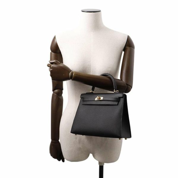 エルメス ハンドバッグ ケリー25 外縫い ブラック/ゴールド金具 エプソン W刻印 HERMES Kelly 2wayバッグ