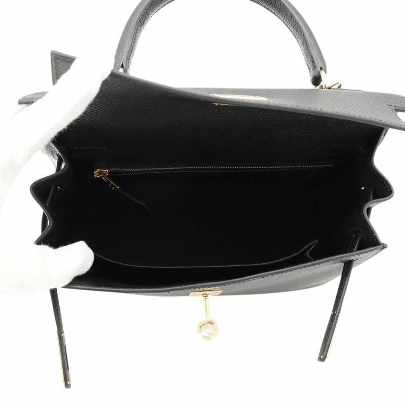 エルメス ハンドバッグ ケリー25 外縫い ブラック/ゴールド金具 エプソン W刻印 HERMES Kelly 2wayバッグ