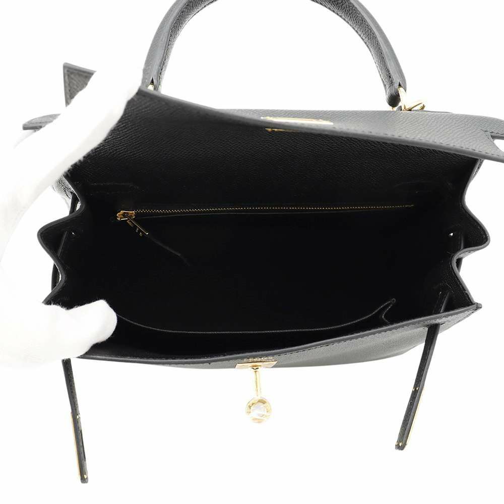 エルメス ハンドバッグ ケリー25 外縫い ブラック/ゴールド金具 エプソン W刻印 HERMES Kelly 2wayバッグ