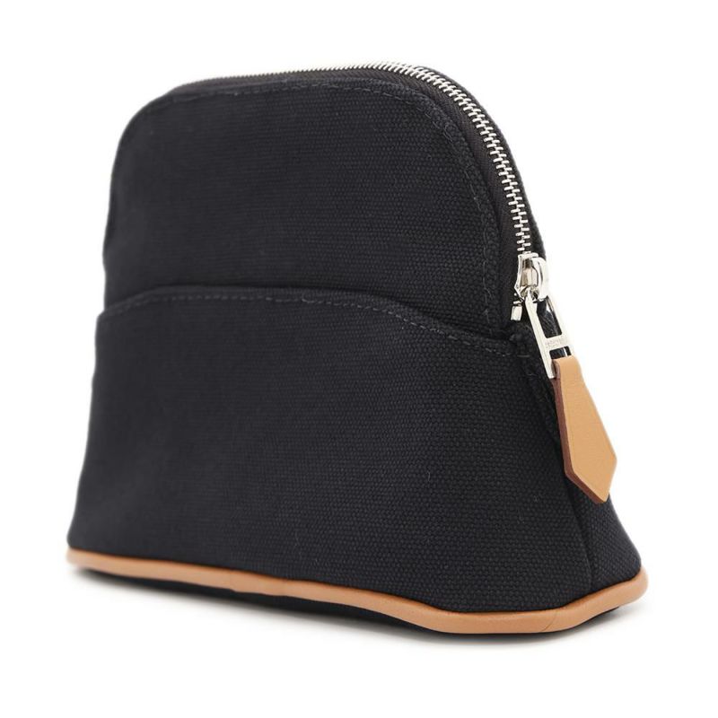 エルメス ポーチ ボリードポーチ ミニミニ ブラック/シルバー金具 コットン HERMES 小物入れ 黒