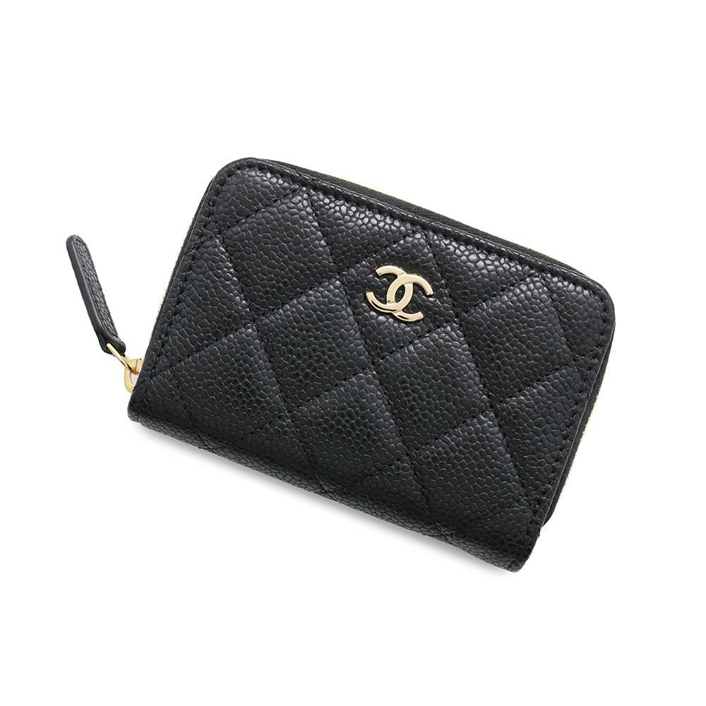 シャネル コインケース クラシック ジップコインパース マトラッセ ココマーク キャビアスキン AP0216 CHANEL カードケース 黒