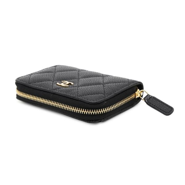 シャネル コインケース クラシック ジップコインパース マトラッセ ココマーク キャビアスキン AP0216 CHANEL カードケース 黒