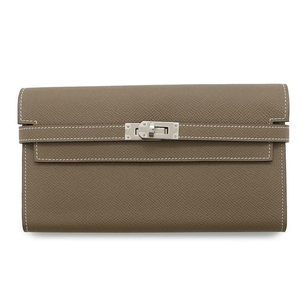 エルメス 長財布 ケリーウォレット ロング エトゥープ/シルバー金具 エプソン Y刻印 財布