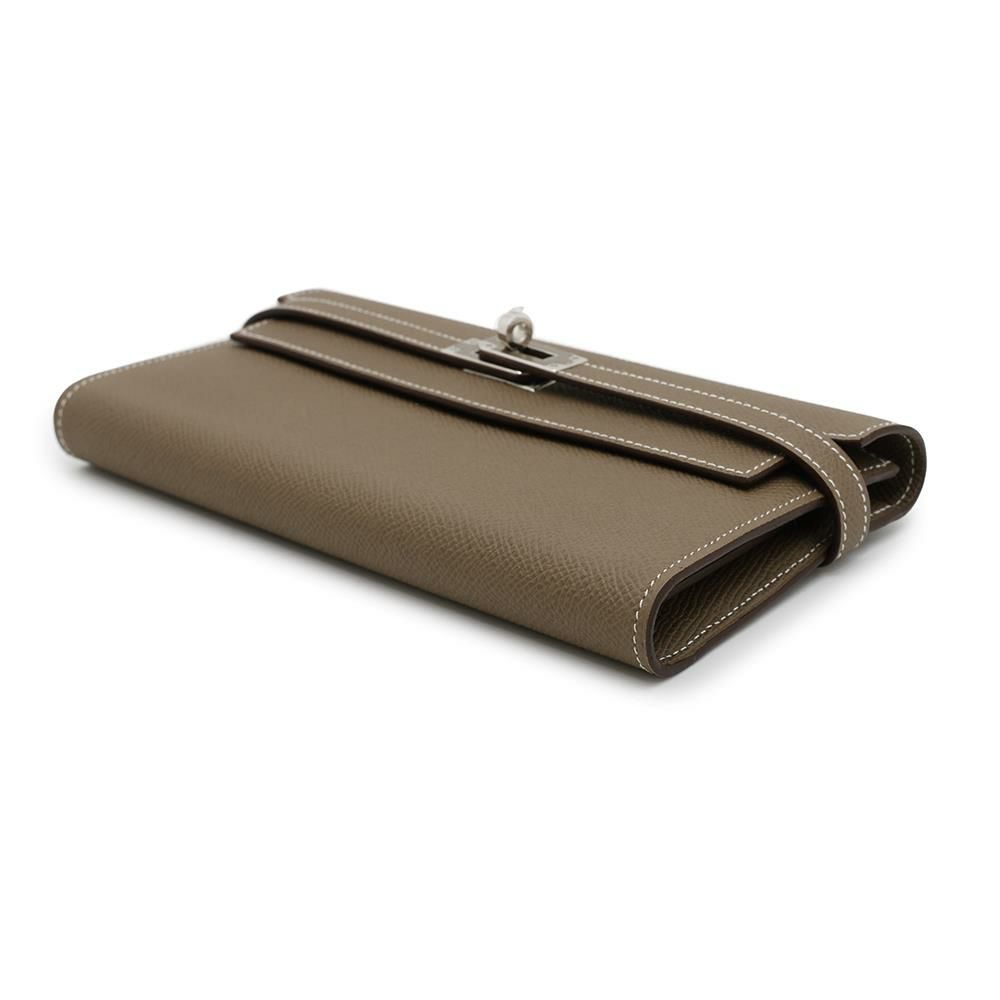 エルメス 長財布 ケリーウォレット ロング エトゥープ/シルバー金具 エプソン Y刻印 財布
